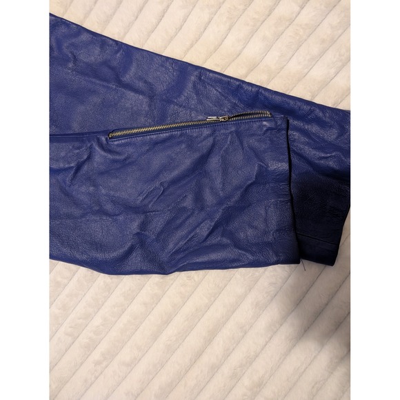 Metrostyle Royal Blue Genuine Leather Zip Front Pants with tasselsSize 10 - Picture 4 of 6